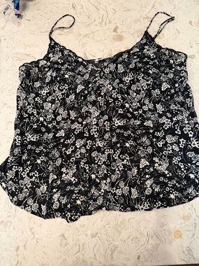Free people Black Floral Spaghetti-Strap Cami Top